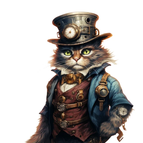 Steampunk Cat Steam Punk Animal Self Adhesive Vinyl Sticker