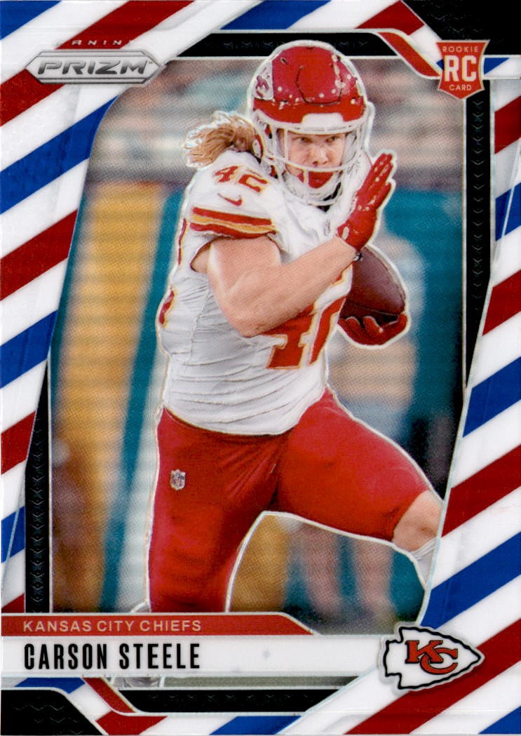 2024 Panini Prizm #377 Carson Steele Red White Blue Kansas City Chiefs