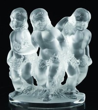 WONDERFUL VINTAGE LALIQUE FRANCE FRENCH CRYSTAL LUXEMBOURG CHERUBS GROUP FIGURE