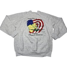 Vintage 90s Desert Storm America Graphic Sweatshirt Men's XL Military