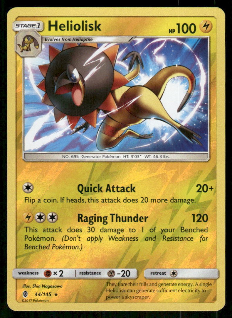 Heliolisk 44/145 Rare Guardians Rising Pokemon Reverse Holo NM
