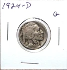 1924 D US Buffalo Nickel G Good Free Shipping