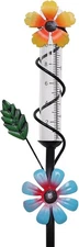 Flower Rain Gauge Outdoor, 5 Inch Plastic Tube Freeez-Proof Metal Stake Weather-