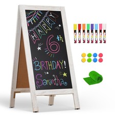 4 THOUGHT A-Frame Double-Sided Magnetic Chalkboard 40" x 20", Rustic White