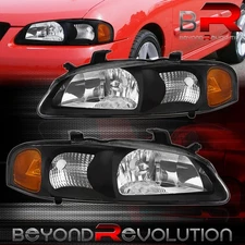 For 2000-2003 Nissan Sentra Black Headlights Amber Turn Signal Lamps Left+Right
