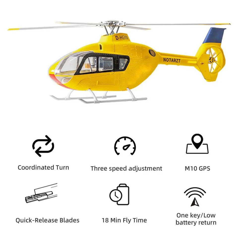 FLYWING EC 135 6CH RC Helicopter RTF with H-ACE FBL GPS Dual Brushless Motors - Image 3 of 4