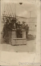 Men Loading Into Hot Air Balloon Basket Original Vintage Real Photo RPPC