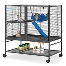 40H Large Metal Rolling Ferrets Cage, 2-Tiers Small Animal Cages, Cage for Ra...
