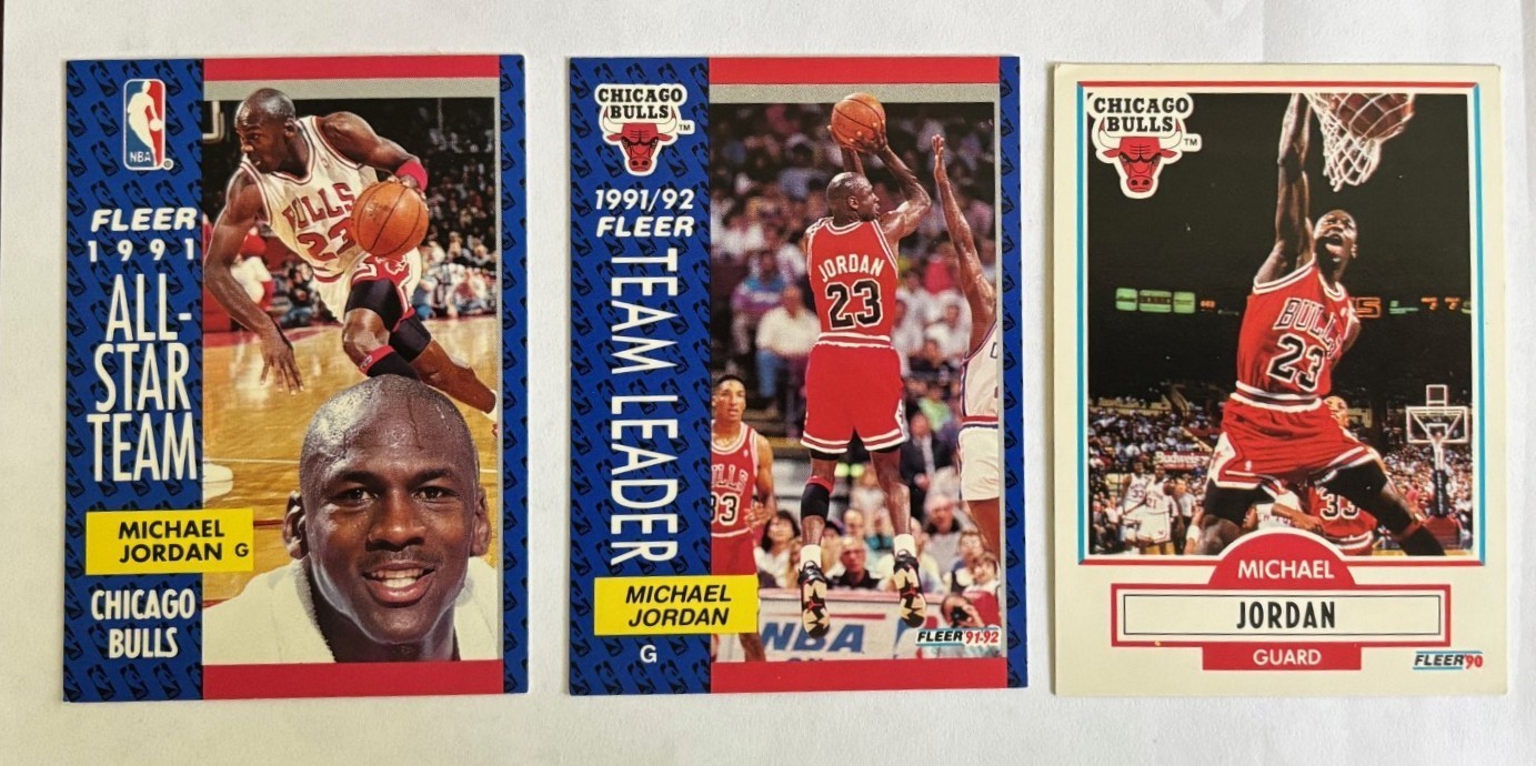 1991-92 Fleer Michael Jordan #211 AND #375 AND 1990 Fleer #26