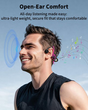 Open Ear Bone Conduction Headphones Lightweight Sports Headset Mic 10 Hours Life