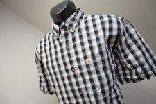 Carhartt Button Up Work Shirt Rugged Relaxed Short Sleeve Plaid Mens Size Large