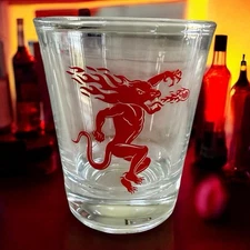 Fireball Cinnamon Whisky Shot Glass Tiny RED DRAGON Logo Limited Edition