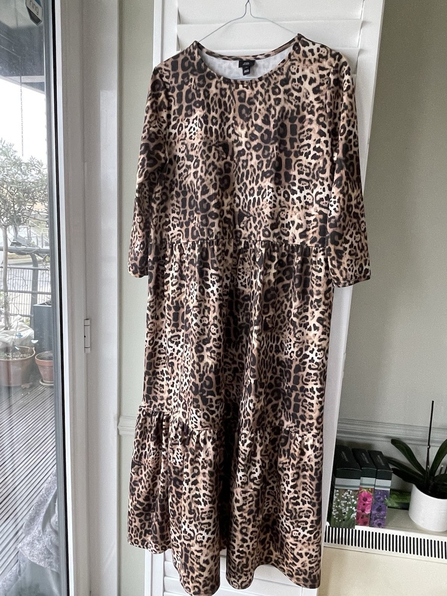 river island leopard midi dress RIVER ISLAND women's midaxi dress in animal print - Size 14 UK, 42 EU, 10  CAN/US