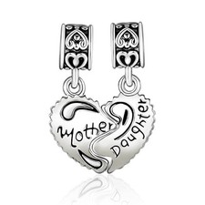 Mother Daughter Love Heart Dangle Birthday Compatible with Bracelets Wom