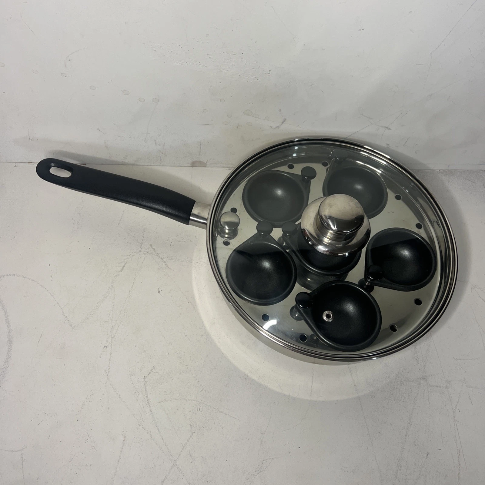 Costco Professional Quality 6 Egg Poacher Cooker Stainless Steel Nonstick EUC