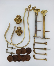 Ancien lot laiton doré embrasses rideaux supports tringle pastilles lest vintage
