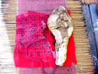 LP Koon monk bless spirit chasing club wand naga wood w magic yant square cloth — photo 6