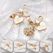 Key Chain Love Heart Shell Crystal Starfish Keyfob Keyring Pendant Cute Keychain
