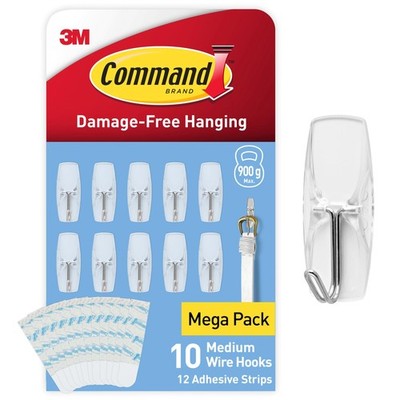Command Wire Knebelhaken - Medium - Transparent - Innenbereich - 10er Multipack