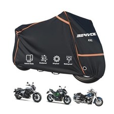 420D Heavy Duty Motorcycle Cover Waterproof Outdoor, Black-XXL 96.5 41 51 