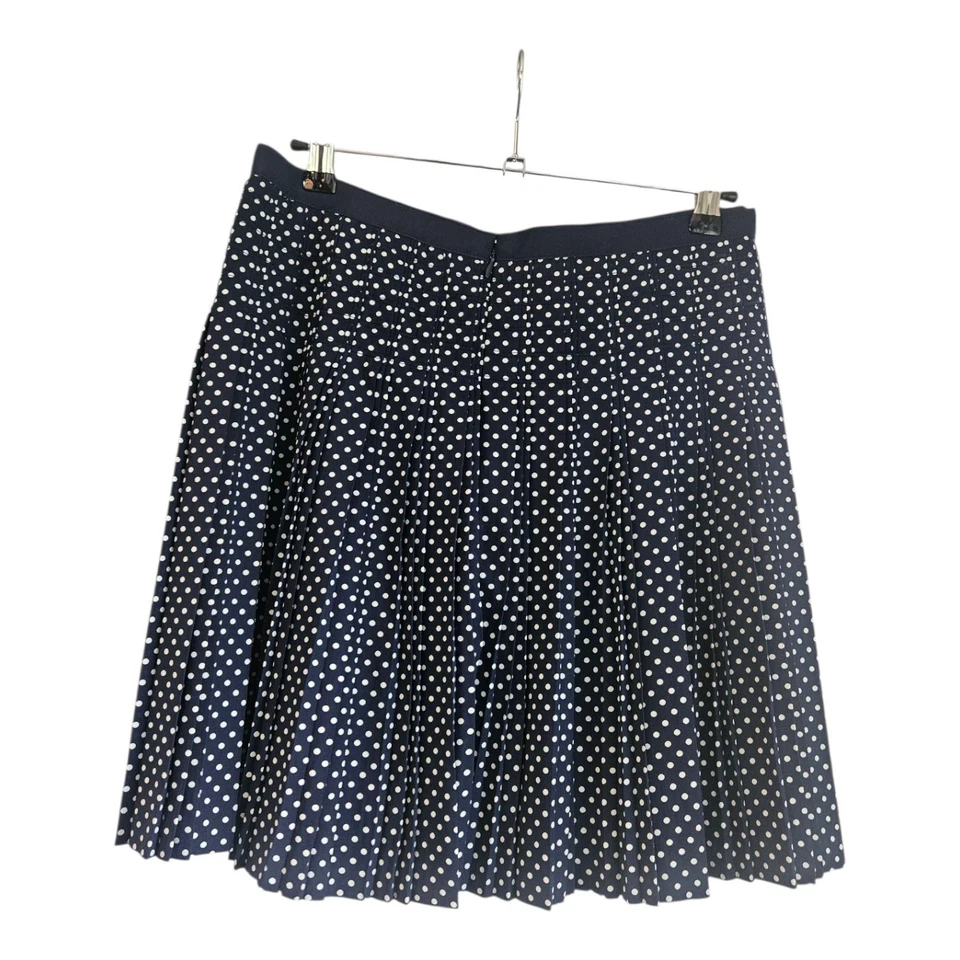 J. Falda plisada acordeón cosida a lunares azul marino blanco talla 4 Crew Foto 2 de 4