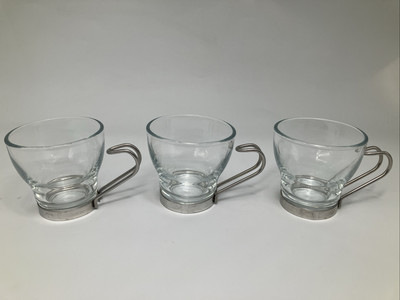 3 Bormioli Rocco Espresso Coffee Cup Tempered Glass Vintage