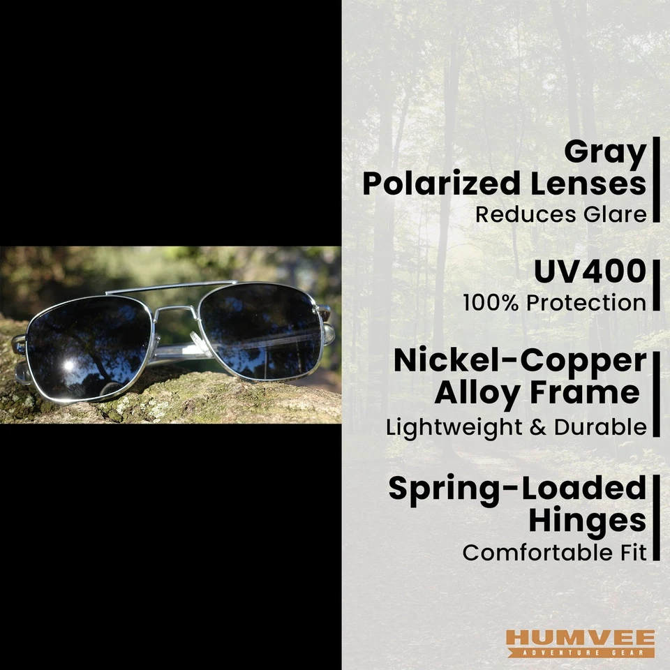 Gafas de sol Humvee polarizadas aviador hombres mujeres marco dorado lentes grises UV400 Driv... Foto 2 de 4