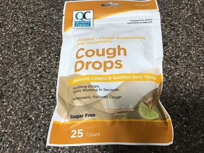 Quality Choice Honey Lemon Flavored Menthol Cough Drops 25 Count 1 Pack