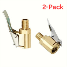 2-Pack Brass Tire Air Chuck, Locking Quick Connect Inflator Hose Adapter, No Lea