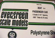 Evergreen Styrene 4047 .040 Thick "O" Passenger Car Siding 3 1/4" Spacing