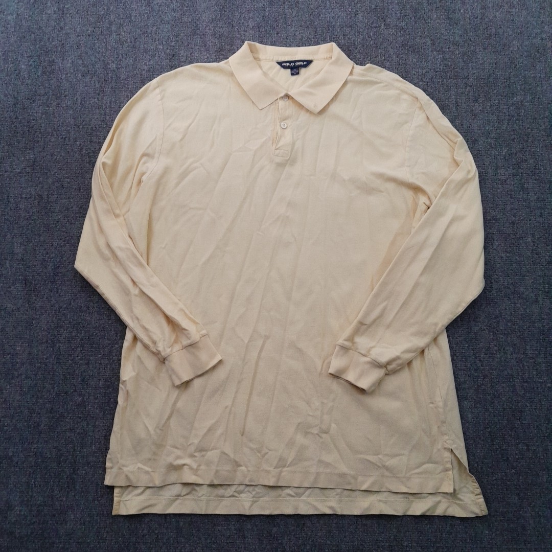 Vintage Polo Golf Ralph Lauren Shirt Mens XL Yellow Pima Cotton Athleisure 