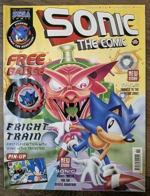 Sonic the Comic #151 - Fleetway UK Series - Scarce w/ Badge Gift Still Attached!