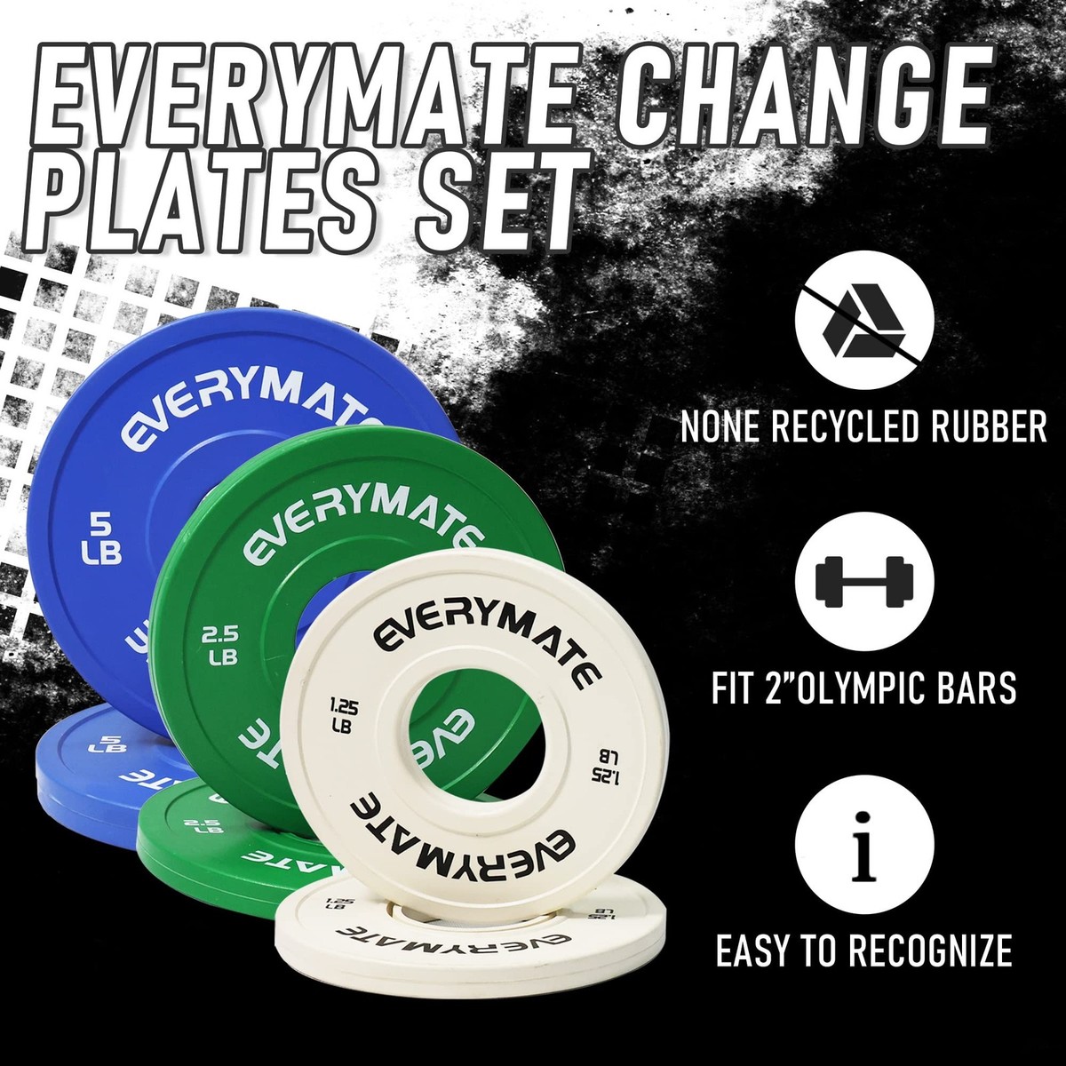 Set De Plaques De Fractionnement Olympique – 1,25 Lb (x2) + 2,5 Lb + 5 Lb – Acier/fer/caoutchouc