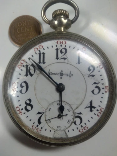 Serviced Antique 1906 Illinois Bunn Special Gothic Letters Railroad Pocket Watch