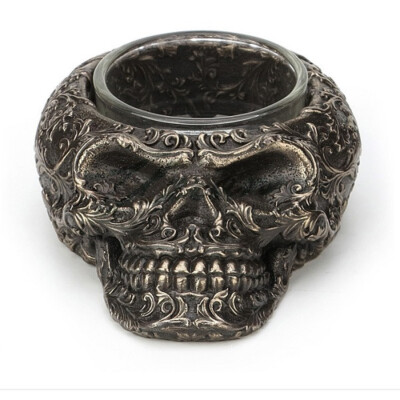 Steampunk Decorative Flat Skull Candle Holder #77277A1