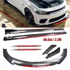 For Dodge Charger Challenger SR Front Bumper Lip Spoiler Side Skirt Carbon Fiber