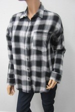 Old Navy Women’s Black/White Boyfriend Flannel Button Down Shirt Top Size S/P