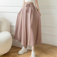 Donna Fronzoli Chiffon Pantaloni Sottile con Lacci a Gamba Larga Spiaggia Estivo