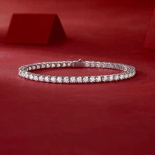 Tennis Bracelet SOLID 925 Sterling Silver MOISSANITE Passes Tester 3-5mm