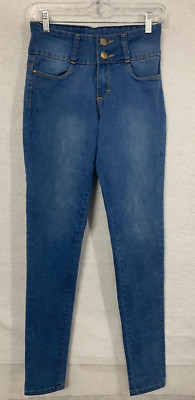 LDA Women's 7 Blue High Rise Medium Wash Stretch Blue Denim Skinny Jeans