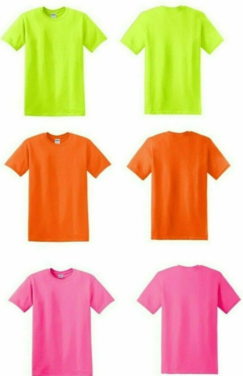 Gildan High Visibility T-Shirts, Safety Yellow Green Orange Pink, Men S-5XL  ANSI
