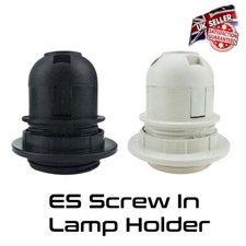 Lamp Holder Table Lamp E27 Large Screw ES Bulb White & Black *UK Supplier*