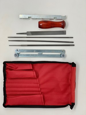 KETTENSÄGE FEILEN SET Kettensäge Schärfen c/w Rund- & Flachfeilen Grifflehre
