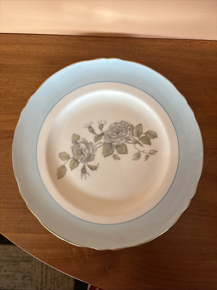 Taza de té, platillo y plato Crown Staffordshire de colección hueso fino China Inglaterra azul teniente Foto 2 de 4