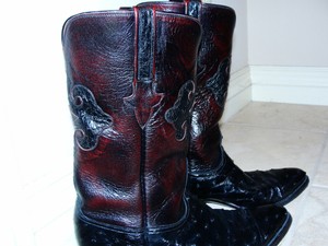 Raro Avestruz Lucchese Classics Negro Botas De Vaquero 10D increíble | eBay