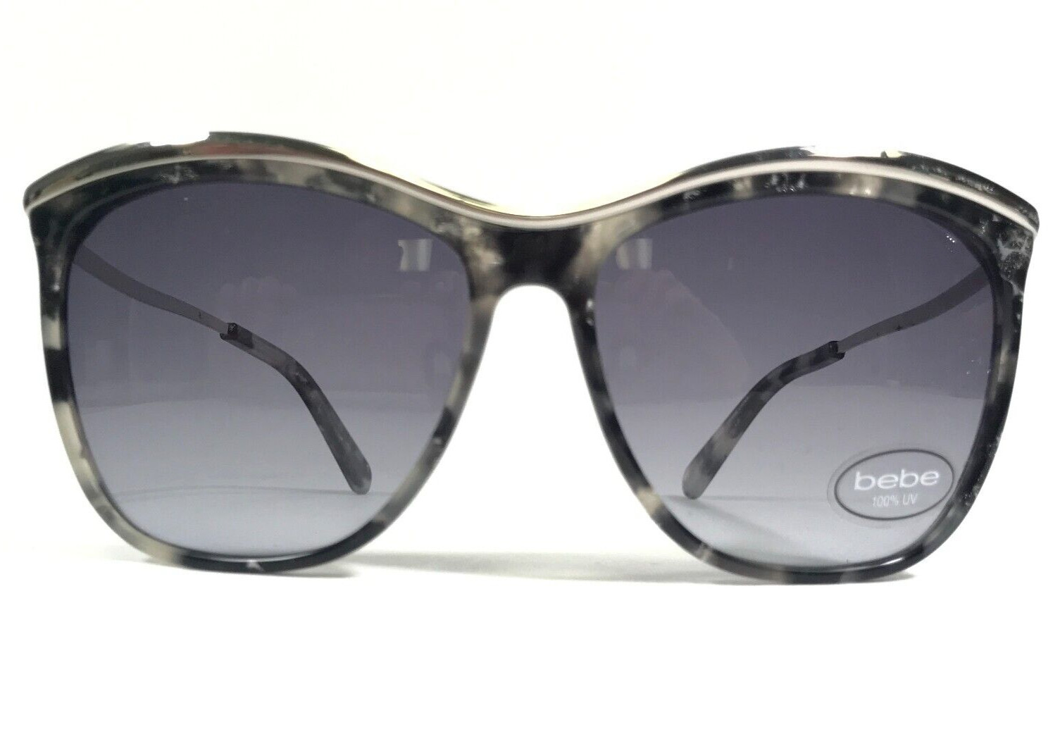 Солнцезащитные очки Bebe BB7147 001 с кристаллами Кошачий глаз Серебристо-серые Черепахово-фиолетовые линзы 13290₽
