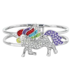 Unicorn Bracelet Hinge Bangle Metal SILVER MULTI Crytsal Horse 0943