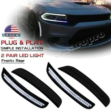 4X For Dodge Charger 2015-2022 Smoked Lens LED Side Marker Light Front Rear Set