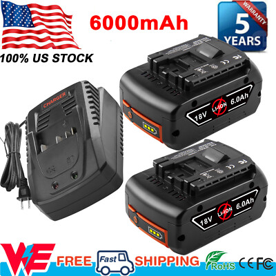 Battery/Charger For Bosch 18V BAT609 6.0Ah BAT618 BAT611 BAT620 BAT610G 24618-01