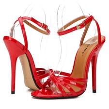 Men's Slim Heels Plus Size Sandals Ankle Strap Red Drag Queen Crossdresser Shoes